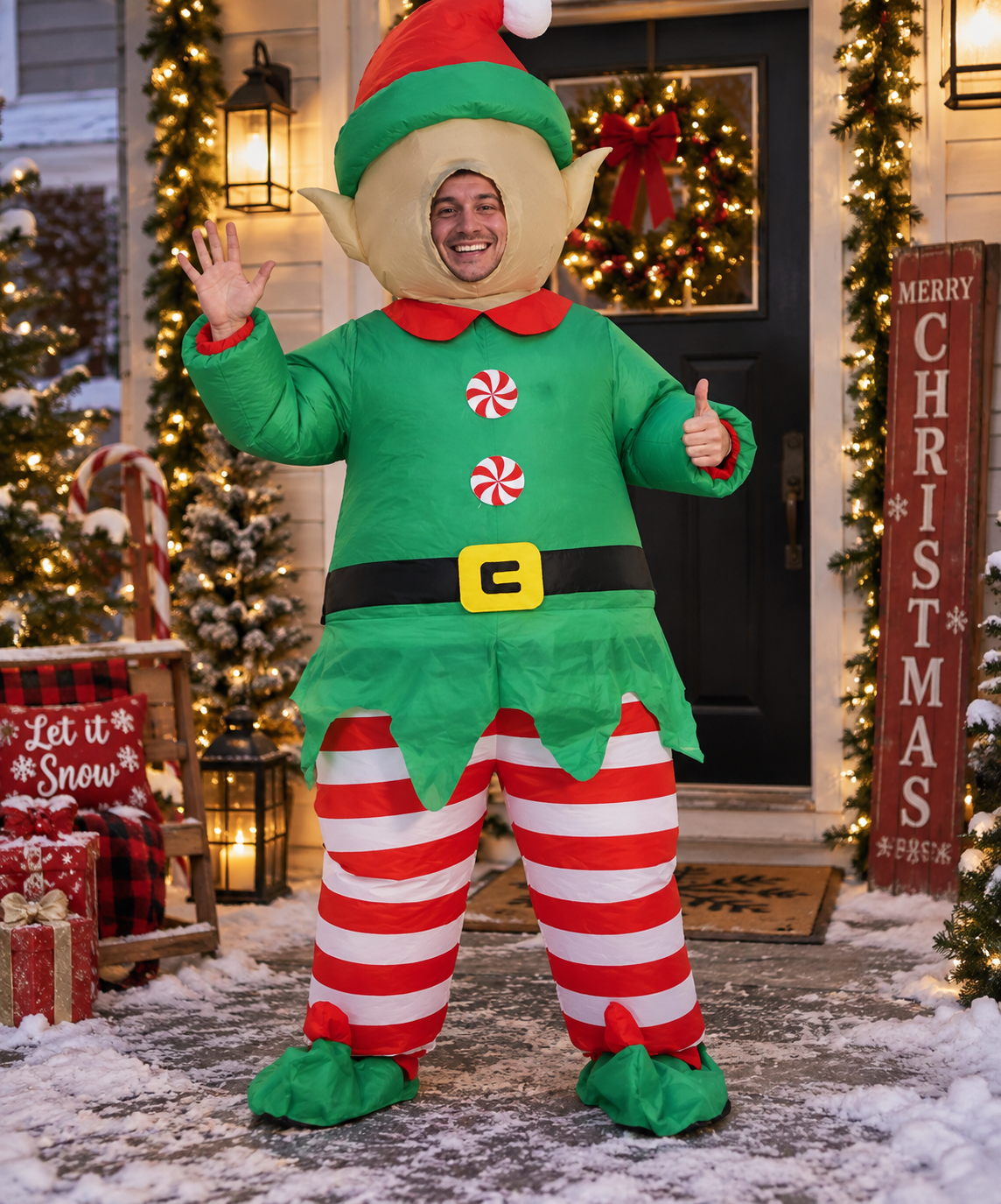 Giant Inflatable Christmas Elf Costume – Adult Unisex