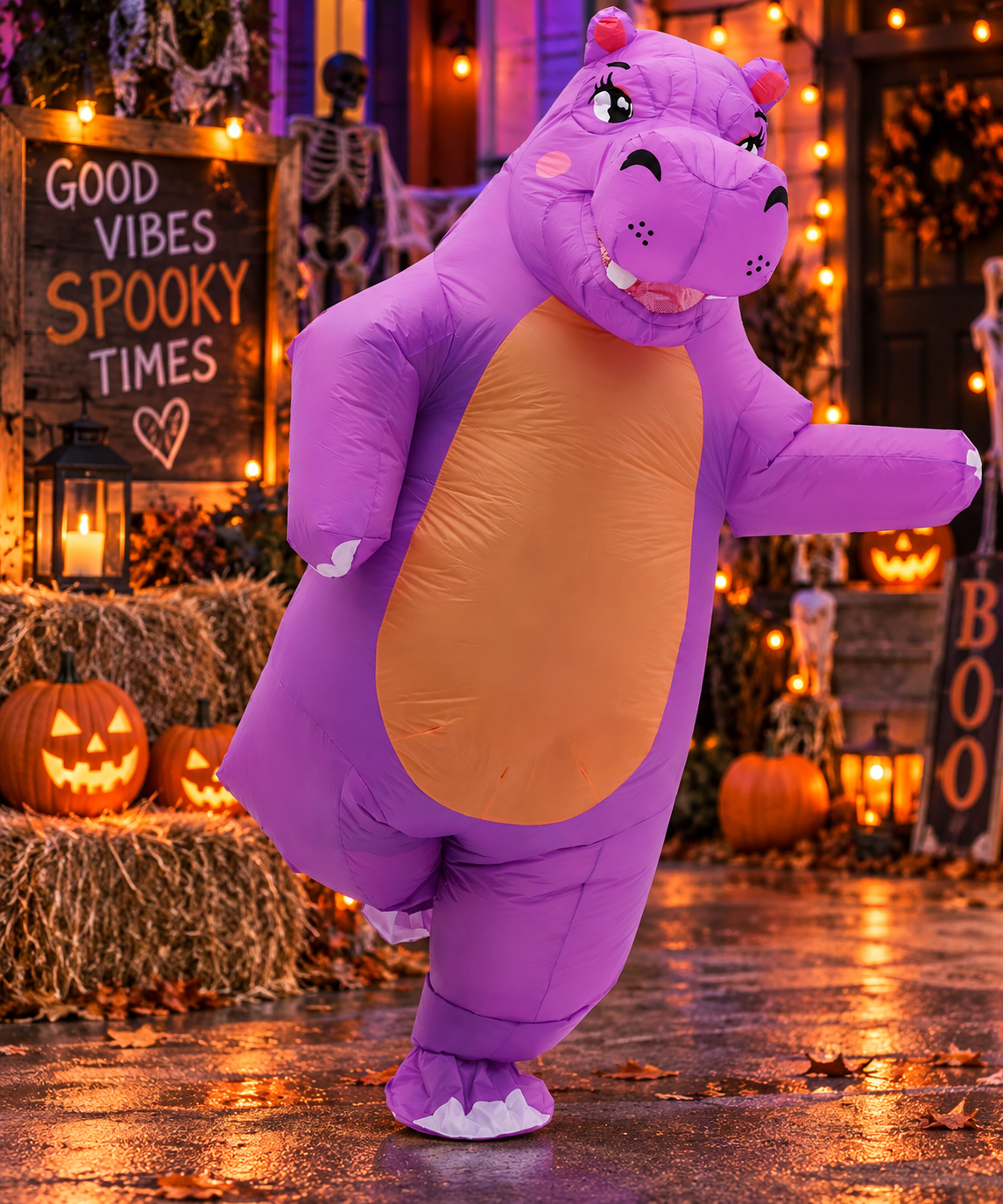 Inflatable Purple Hippo Costume – Adult Funny Animal Costume