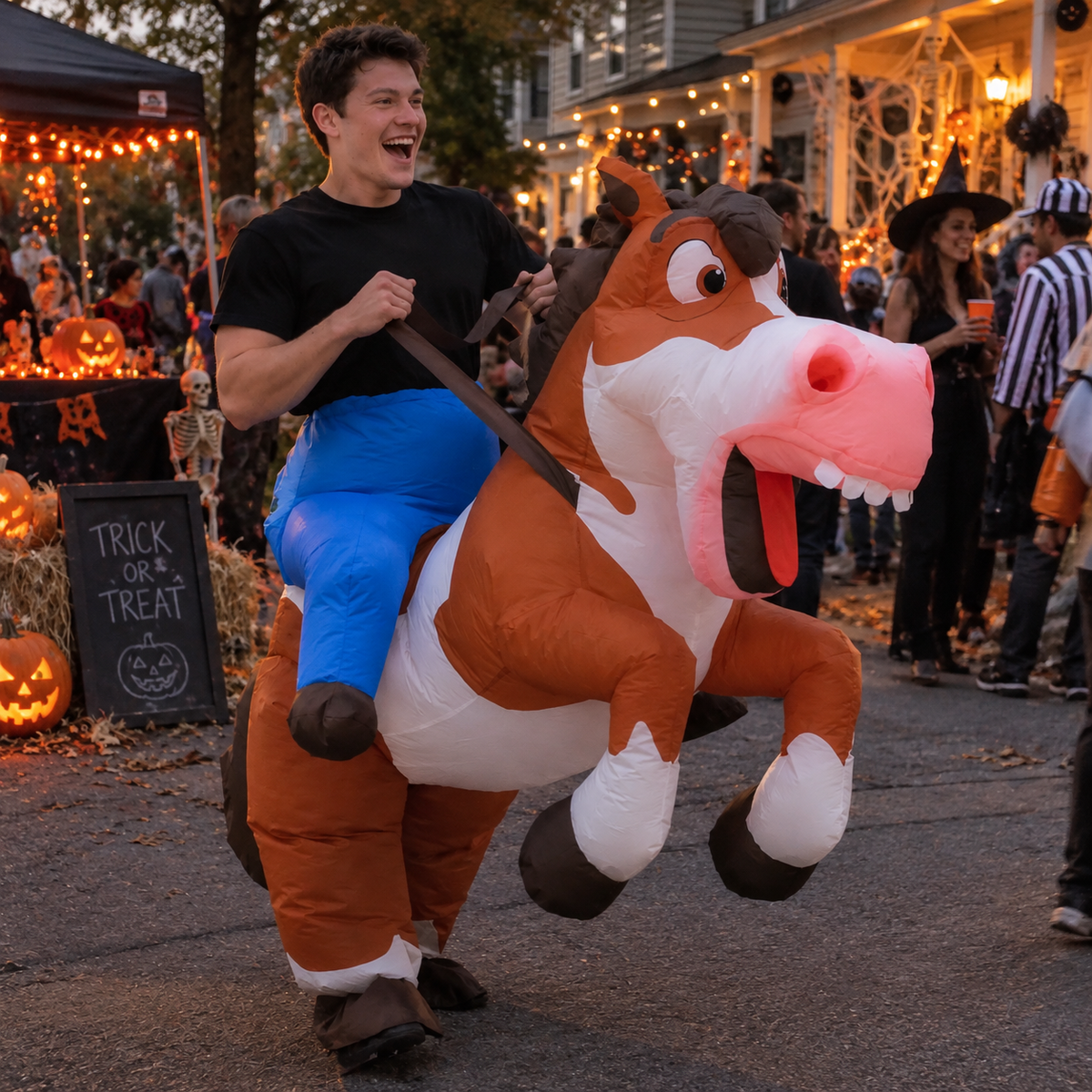 Ride-A-Horse Inflatable Cowboy Costume – Adult Western Party Costume