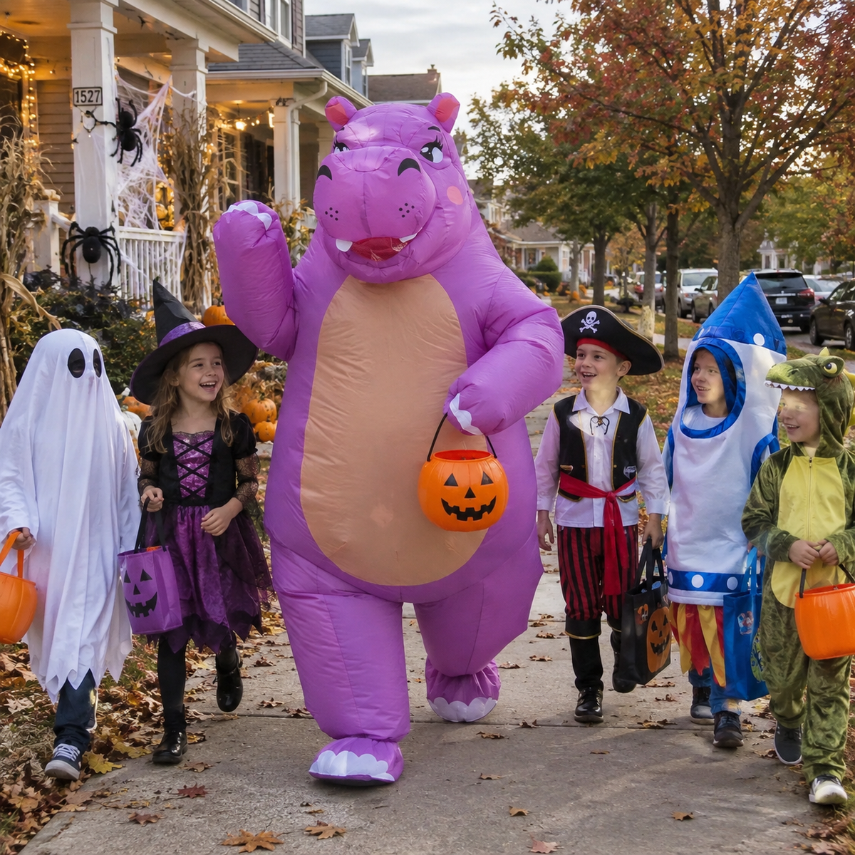 Inflatable Purple Hippo Costume – Adult Funny Animal Costume