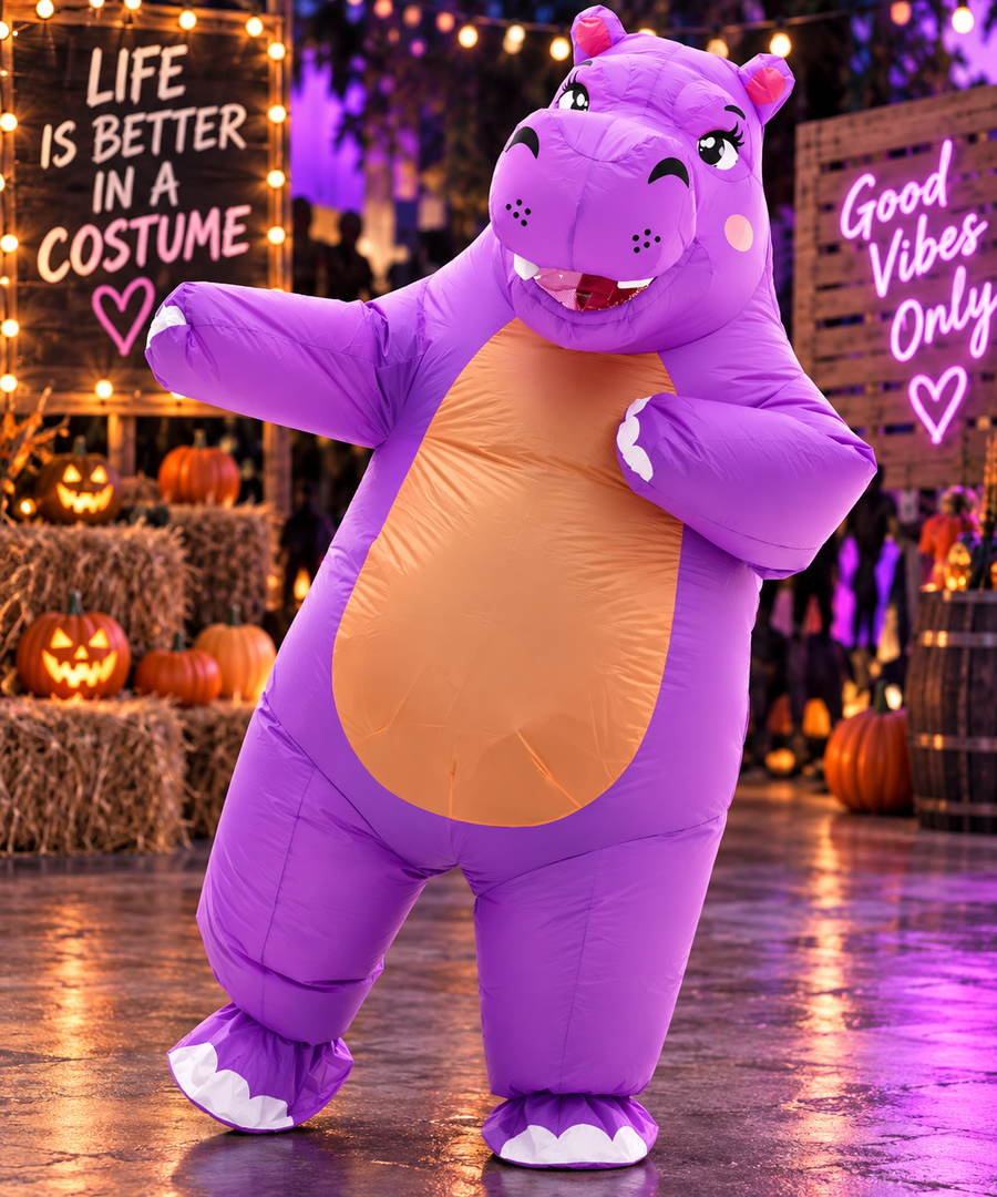 Inflatable Purple Hippo Costume – Adult Funny Animal Costume