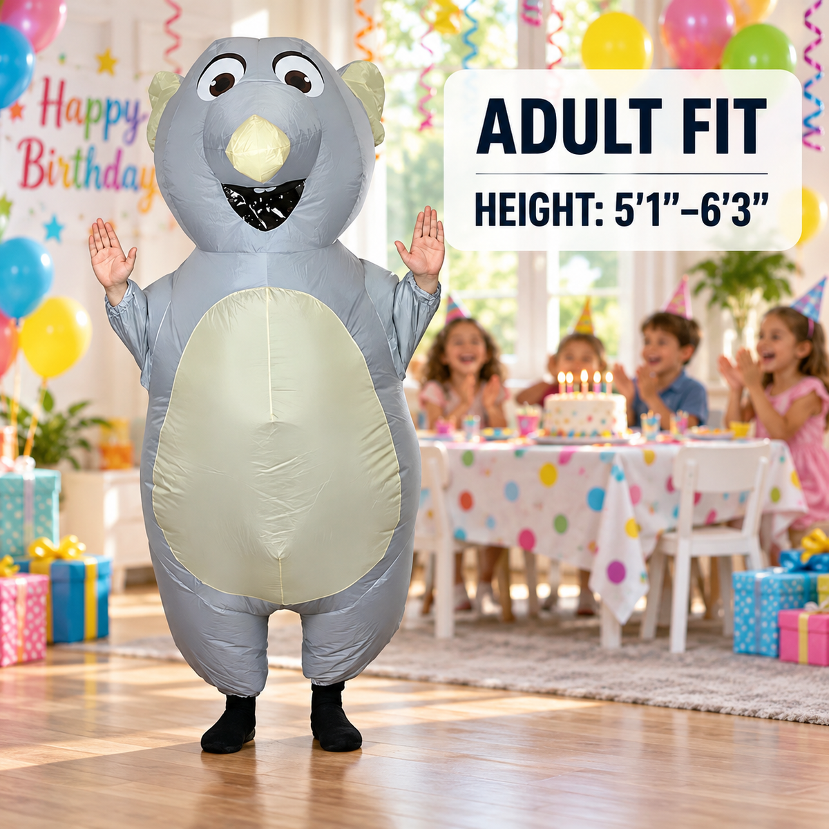 Adult Inflatable Mouse Costume – Funny Orange or Gray Animal Costume