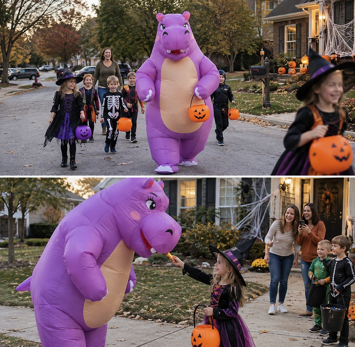 Inflatable Purple Hippo Costume – Adult Funny Animal Costume