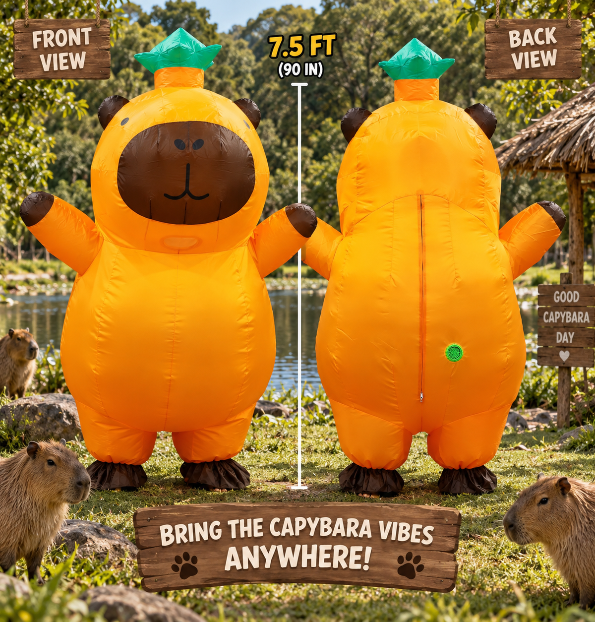 Giant Capybara Inflatable Costume – Adult Blow-Up Party Costume